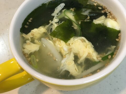 乾燥ワカメと大根の中華スープ